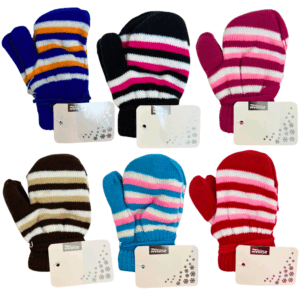 Toddler Knit Mittens – Assorted Striped Patterns
