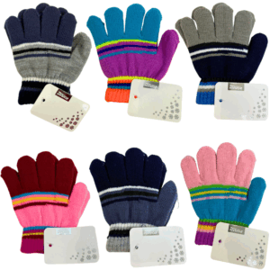 Wholesale Kids’ Magic Gloves – Assorted Striped Colors