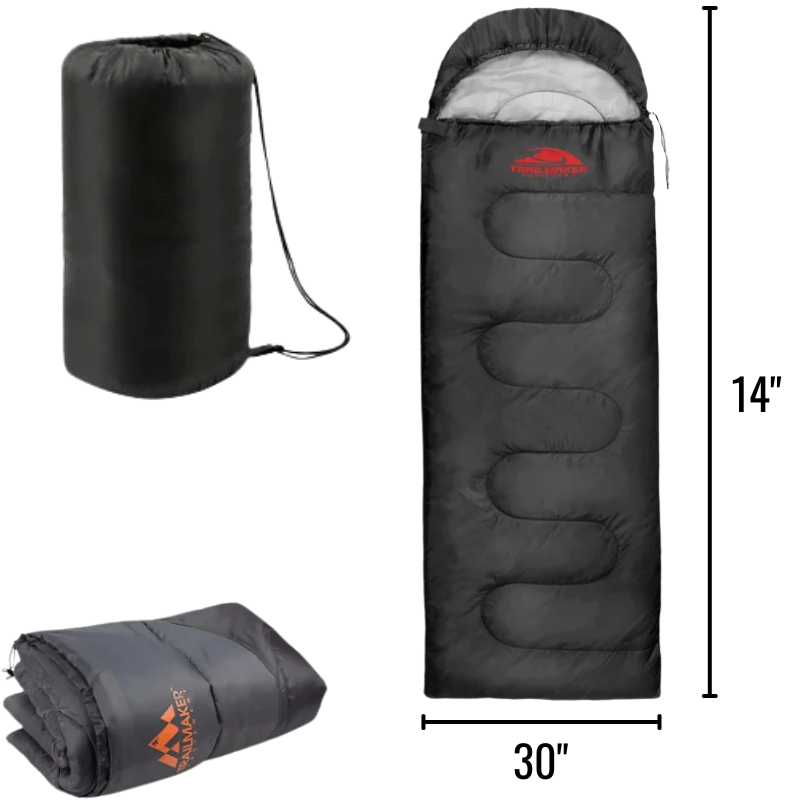 Wholesale Sleeping Bag with Hood– Rated to 30°F, Assorted Colours (82.68x29.52in / 210x75cm)