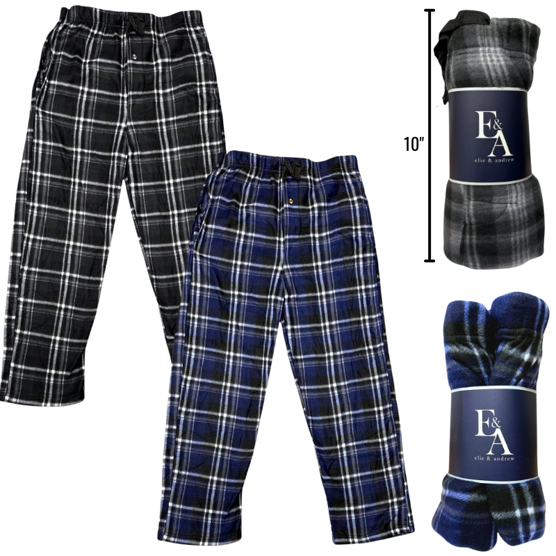 Wholesale Adult Polar Fleece Pajama Pants Assorted Plaids (Size S-XL)