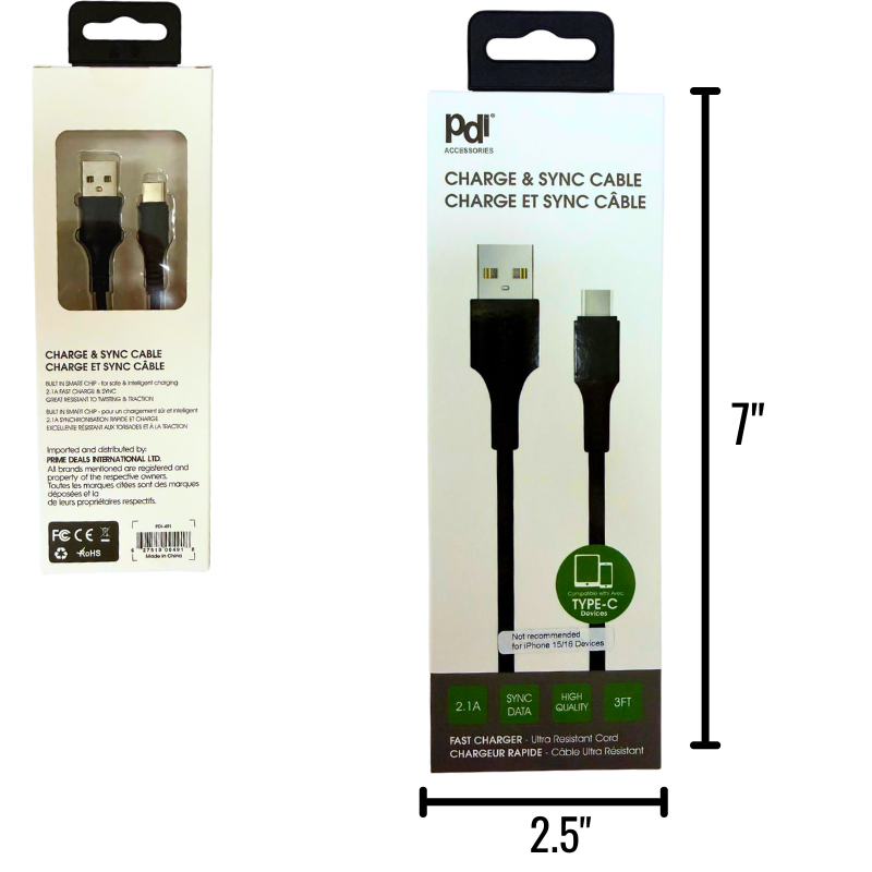 Wholesale USB Charging Cable - Type C - 3 Foot - Image 2