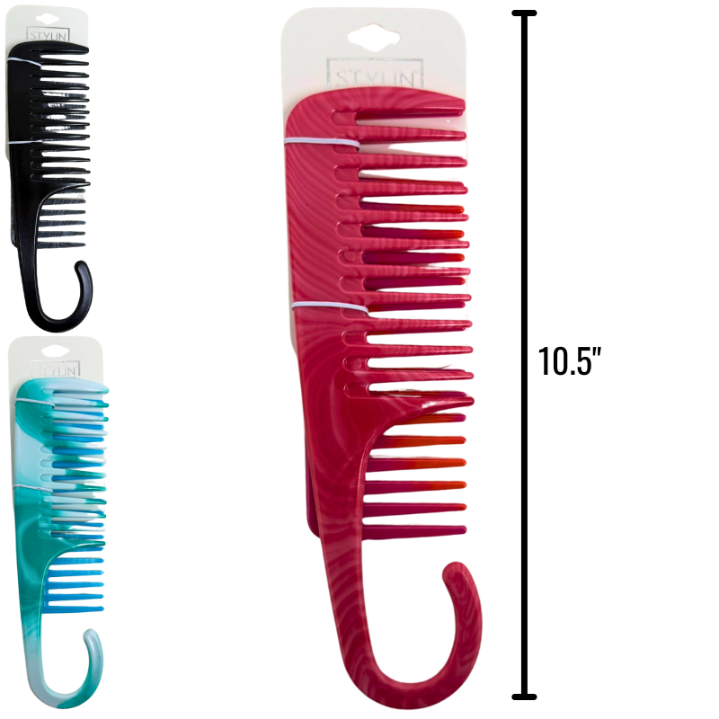 Wholesale 2 Pack Wide Tooth Comb, Assorted Colours ($0.88 Each)
