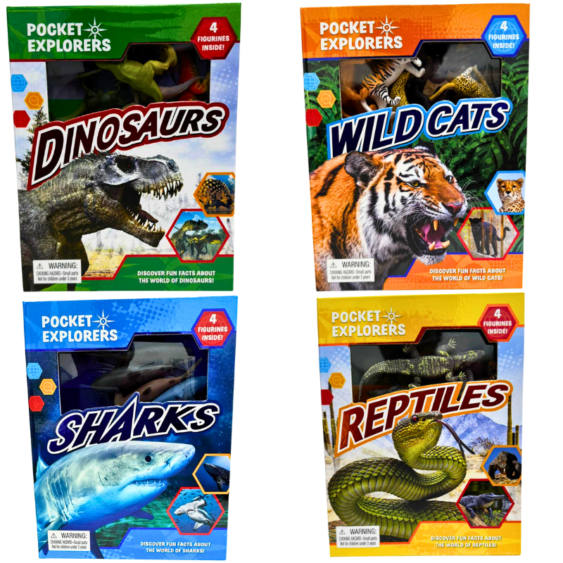 Wholesale Book & Figurine Activity Gift Set – Dinosaurs / Reptiles / Sharks & Wild Cats - Image 2