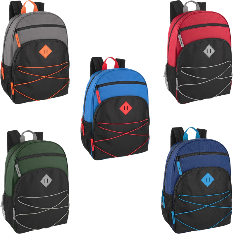 Wholesale 17" Multi-Pocket With Bungee – 5 Assorted Colours - Image 2