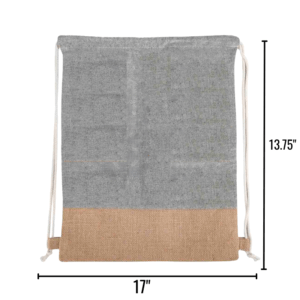 Wholesale Drawstring Cinch Bag - Grey Cotton & Jute