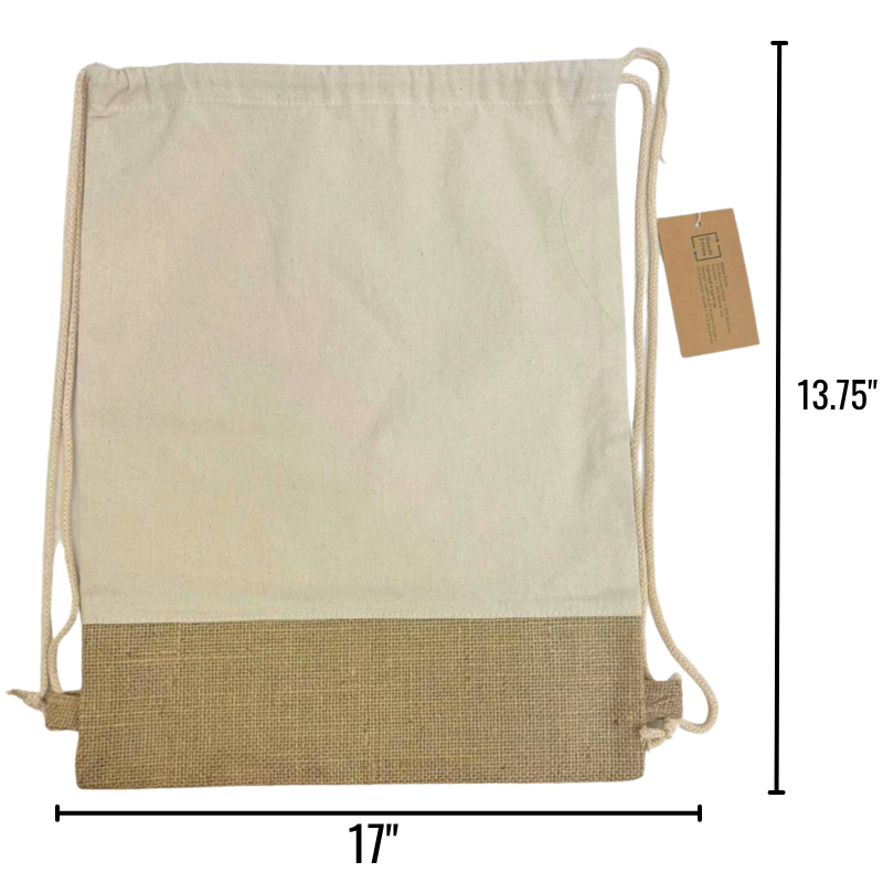 Wholesale Drawstring Cinch Bag - Natural Cotton & Jute