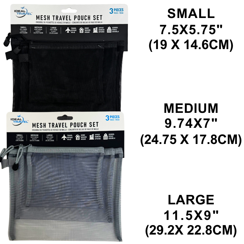 Wholesale Mesh Travel Pouch Set – 3 Pack ( $2.00 Each)