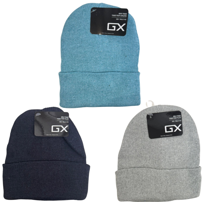 Wholesale Boys Knit Toques with Cuff - Asst Colours (Size 3-8 Years)