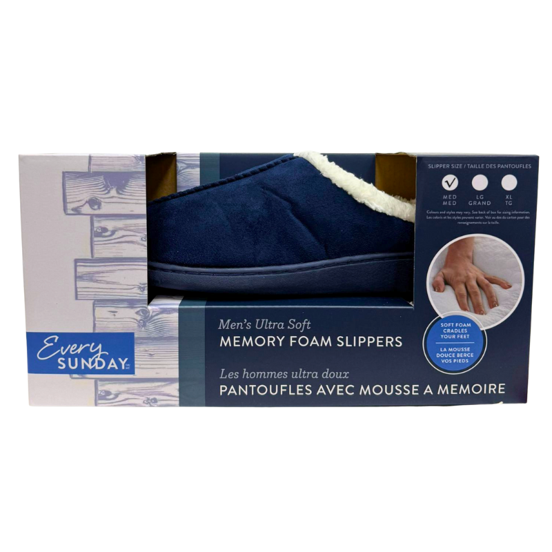 Wholesale Men’s Ultra Soft Memory Foam Slippers – Navy – Sizes M–XL - Image 3