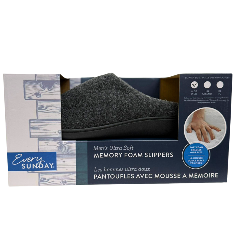 Wholesale Men’s Ultra Soft Memory Foam Slippers – Grey – Sizes M–XL - Image 2