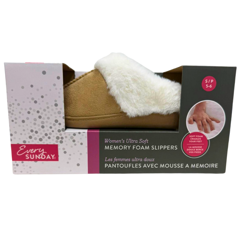 Wholesale Ladies’ Ultra Soft Memory Foam Slippers – Taupe – Sizes S–XL - Image 2