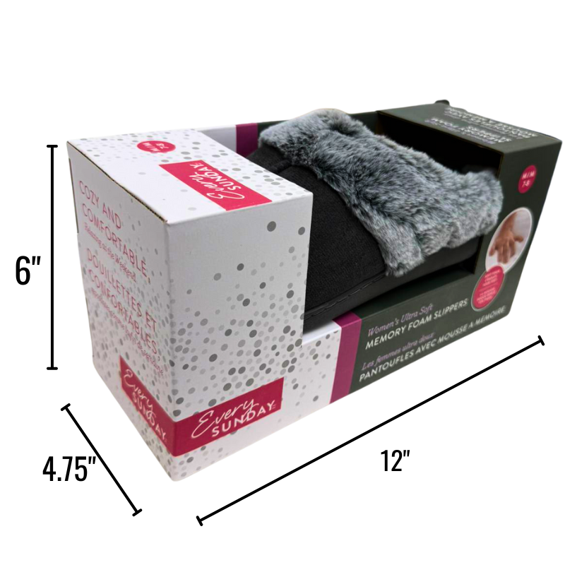 Wholesale Ladies’ Ultra Soft Memory Foam Slippers – Grey – Sizes S–XL