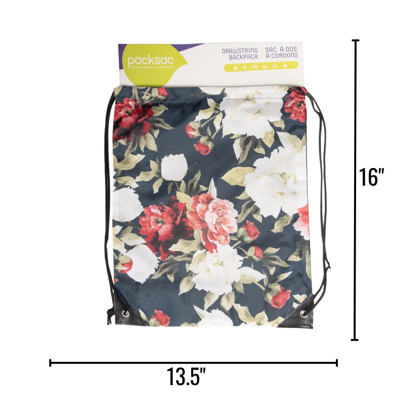 Wholesale Drawstring Cinch Bag - Floral Design (13.5”x16”)