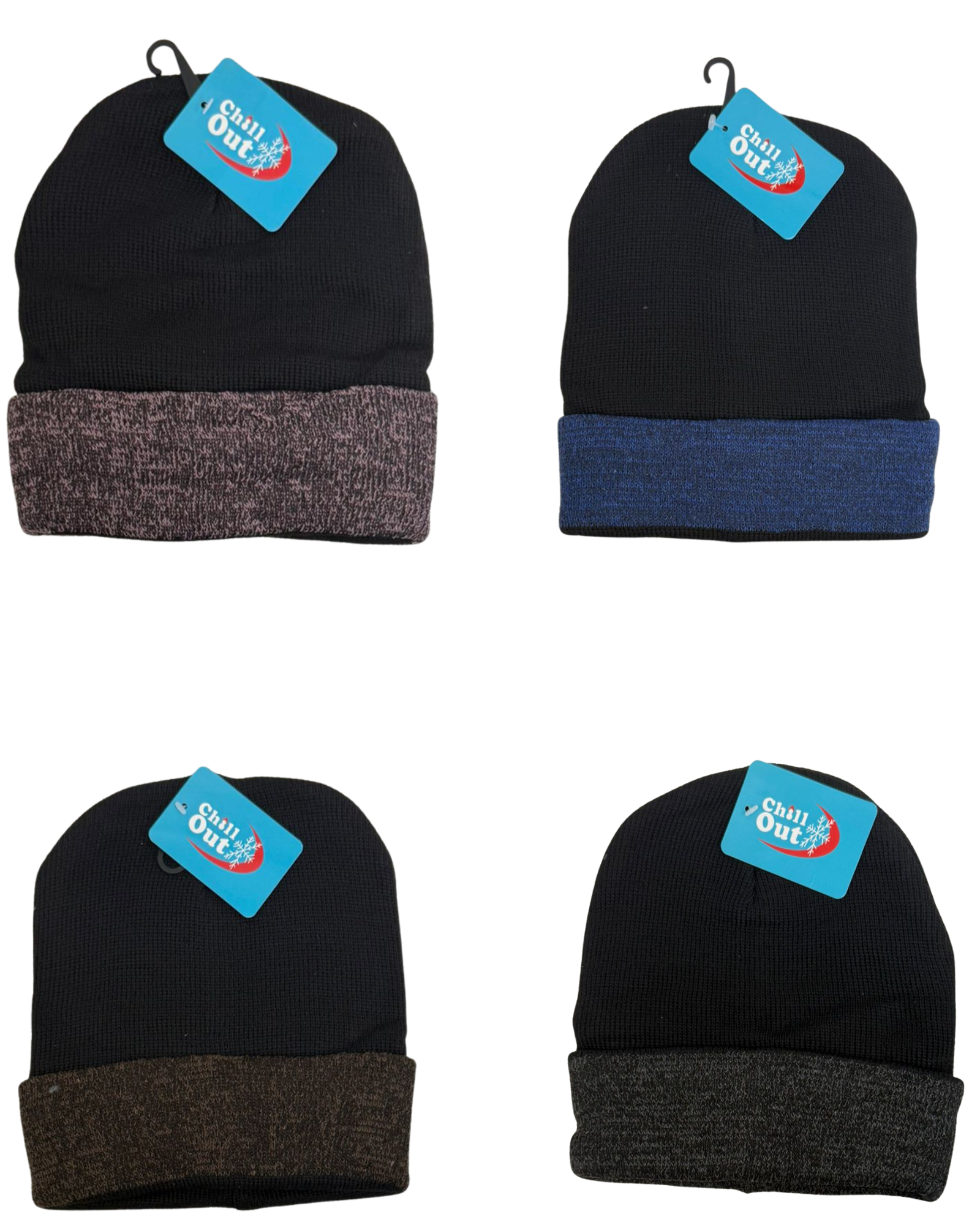 Wholesale Adult Winter Toque, Fur Lined with Coloured Cuff- Asst. Colour