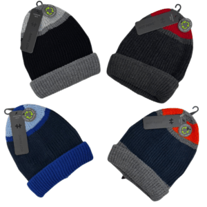 Wholesale Brand Name Lined Boys Striped Knit Toque - 4 Colours (Age 8-16)