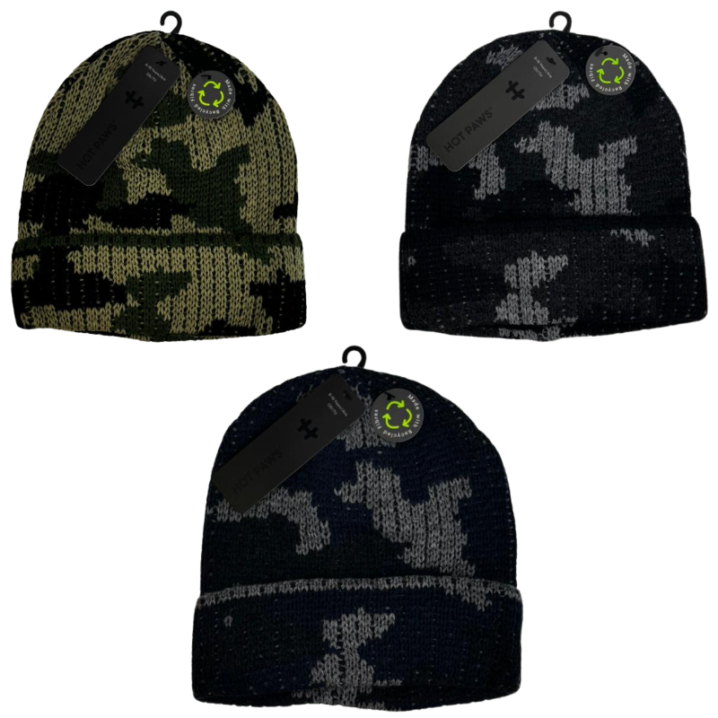 Wholesale Brand Name Boys Camo Print Knit Toque - 3 Colours (Age 8-16)