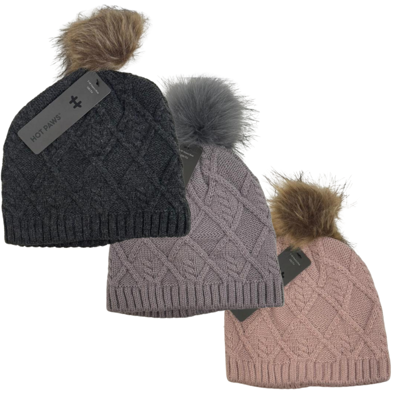 Wholesale Brand Name Girls Diamond Knit Toque with Pom Pom - 3 Colours (Age 7-14) - Image 2
