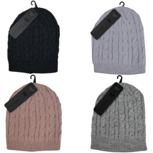 Wholesale Brand Name Girls Cable Knit Toque - 4 Colours (Age 7-14)