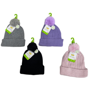 Wholesale Brand Name Children's Toque with Pom-Pom - 4-Colours (2-6 years)