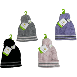 Wholesale Brand Name Children's Striped Toque with Pom-Pom - 4-Colours (2-6 years)