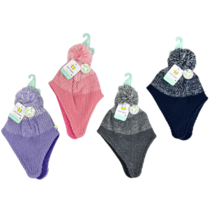 Wholesale Brand Name Infant Toque with Pom-Pom and Chin Strap- 4-Colours