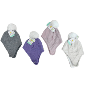 Wholesale Brand Name Infant Toque with Pom-Pom and Chin Strap - 4-Colours (2-6 years)
