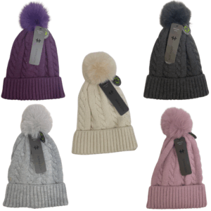 Wholesale Brand Name Ladies Pom-Pom Toque - 5 Assorted Colours