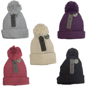 Wholesale Brand Name Ladies Pom-Pom Toque - 5 Assorted Colours