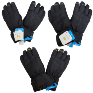 Wholesale Adult Brand Name Ski Gloves- Black with Line (Size S-XL)
