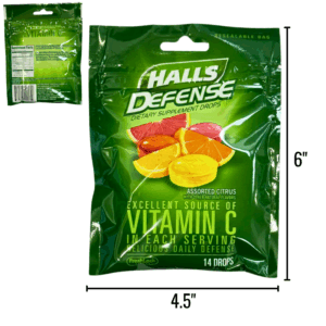 Wholesale Halls Citrus Cough Drops in Resealable Bag, 14-Pack ($0.14 Each)
