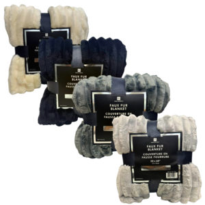 Wholesale Faux Fur Throw Blanket -50" X 60"  Assorted Colours