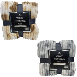 Wholesale Fluffy Faux Fur Blanket -60" X 80"   - 2 Space Dye Colours