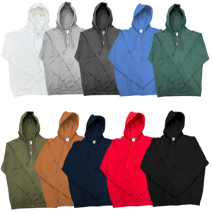 Wholesale Adult Full Zip Fleece Hoodie – Assorted Colours (S–3XL)