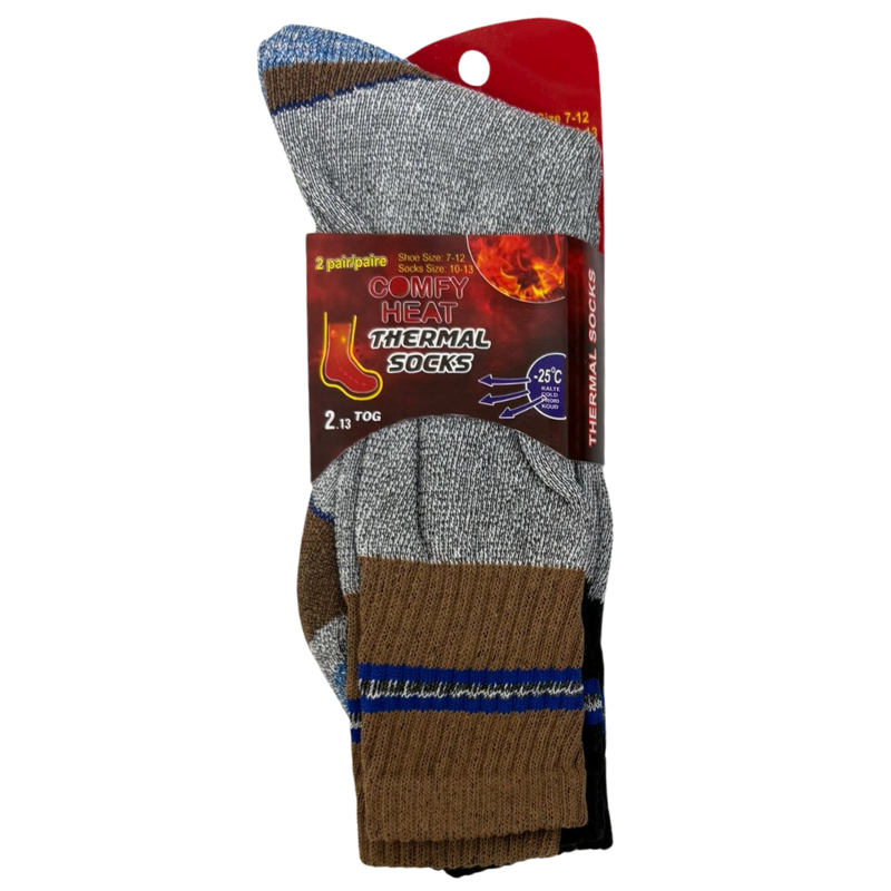 Wholesale Adult Thermal Socks - Assorted Colours (Size: 10-13) - 2-Pack ($3.00 each) - Image 2