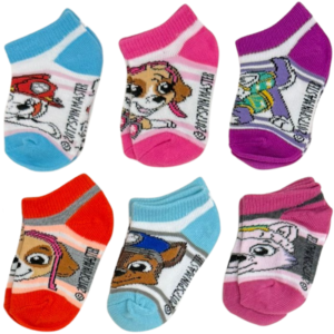 Wholesale Brand Name Kids Socks – Paw Patrol – 6 Pack – Assorted Colours (Size 4–7) ($1.00 Each)