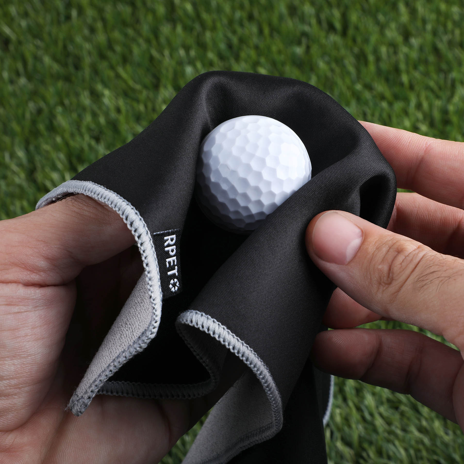 Fairway Recycled Golf Towel With Ball Cleaning Pouch - Image 2