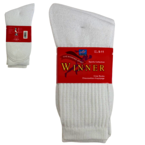 Wholesale Ladies' White Sport Crew Socks 3 Pair Pack (Size: 9-11) ($1.10 each)