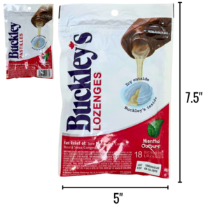 Wholesale Brand Name Buckley’s Lozenges – Menthol – 18 Pack  ($0.15 Each)