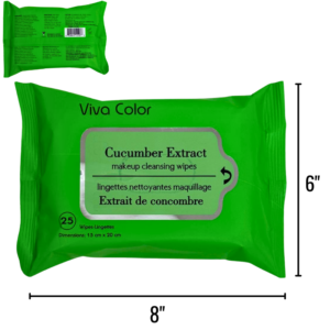 Wholesale Facial & Makeup Cleansing Wipes – 25 Pack – Cucumber  ($0.06 Each)