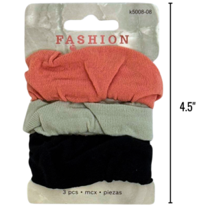 Wholesale Wide Hair Elastics Assorted Colours 3 Pack ( $0.50 Each)