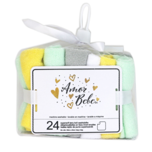 Wholesale Baby Wash Cloths Neutrals 24 Pack ( $0.50 Each)