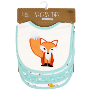 Wholesale Baby Bibs  4 Pack Teal / Fox Print ( $2.50 Each) (Copy)