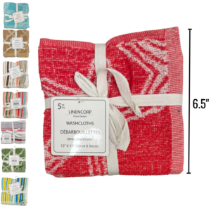 Wholesale Jacquard Face Cloth Assorted Patterns 5 Pack (12in x12in) ($1.00 Each)