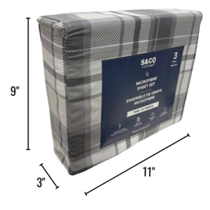 Wholesale Twin Sheet Set 3 Piece Grey Plaid