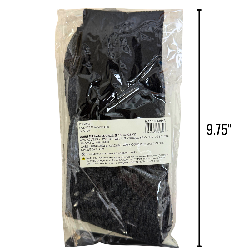 Wholesale Adult Thermal Socks – Black/Grey (Size 10–13) - Image 3