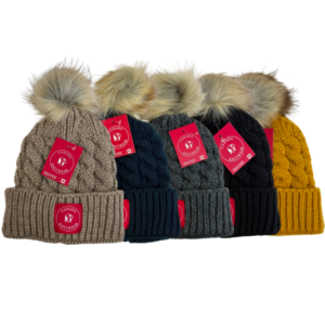 Wholesale Adult Cable Knit Pompom  Cuffed Toque Assorted Colours