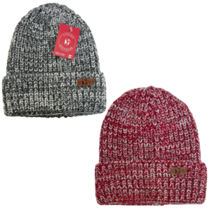 Wholesale Adult Half Cardigan Speckled Toque – Red/White & Grey/White