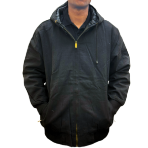 Wholesale Adult Winter Work Coat with Hood – Black (XS–2XL)