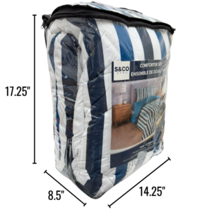 Wholesale Twin Comforter 3-Piece Set – Blue Stripes
