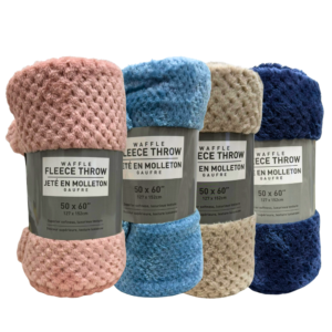 Wholesale Waffle Fleece Throw – Assorted Colours (50x60in / 127x152cm)